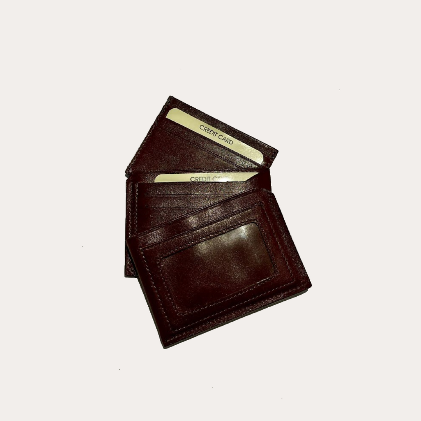 Maroon Leather 2 Piece Credit Card Holder