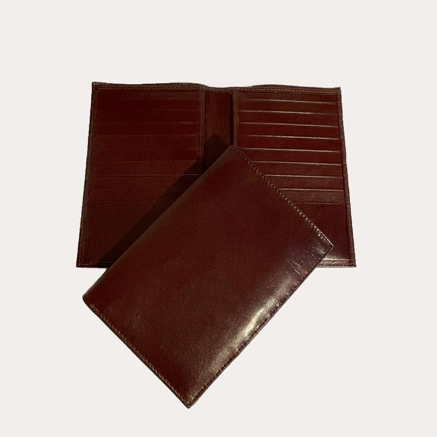 Maroon Leather Long Wallet-19 Credit Card Sections
