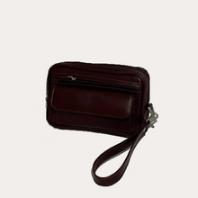 Load image into Gallery viewer, Maroon Leather Belt Bag with Removable Wrist Strap
