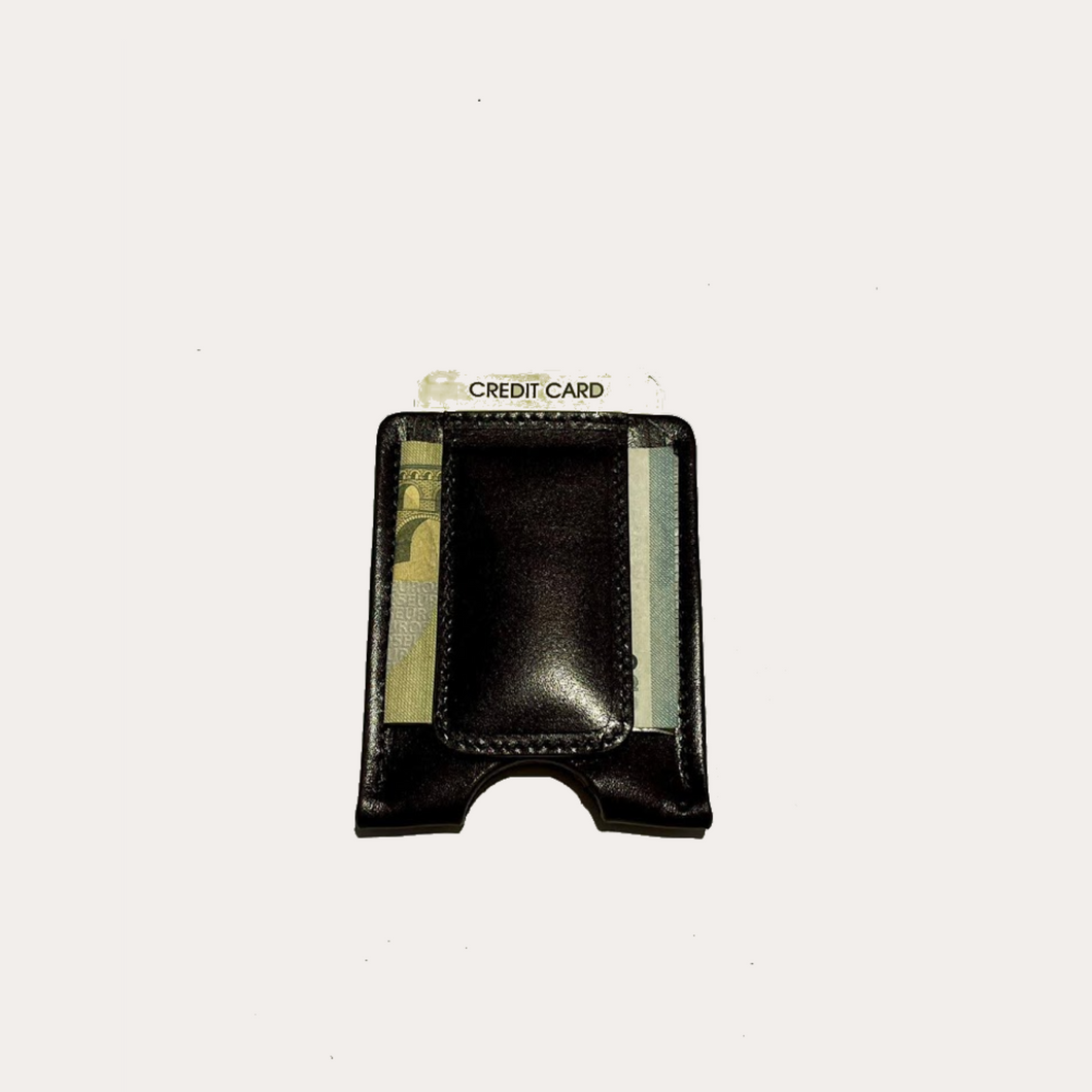 Brown Leather Credit Card Holder with Money Clip