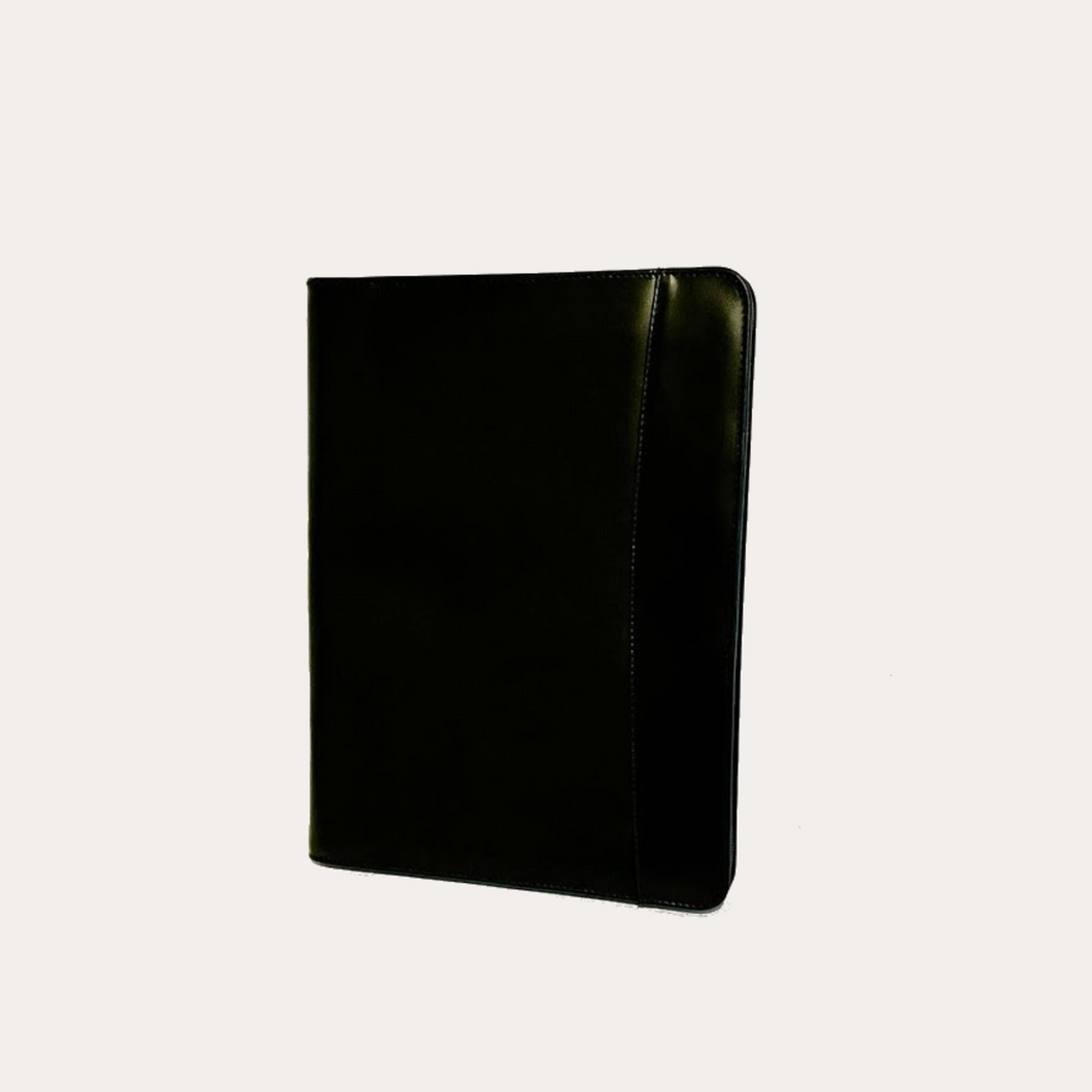 Black Leather A4 Zip Around Folio