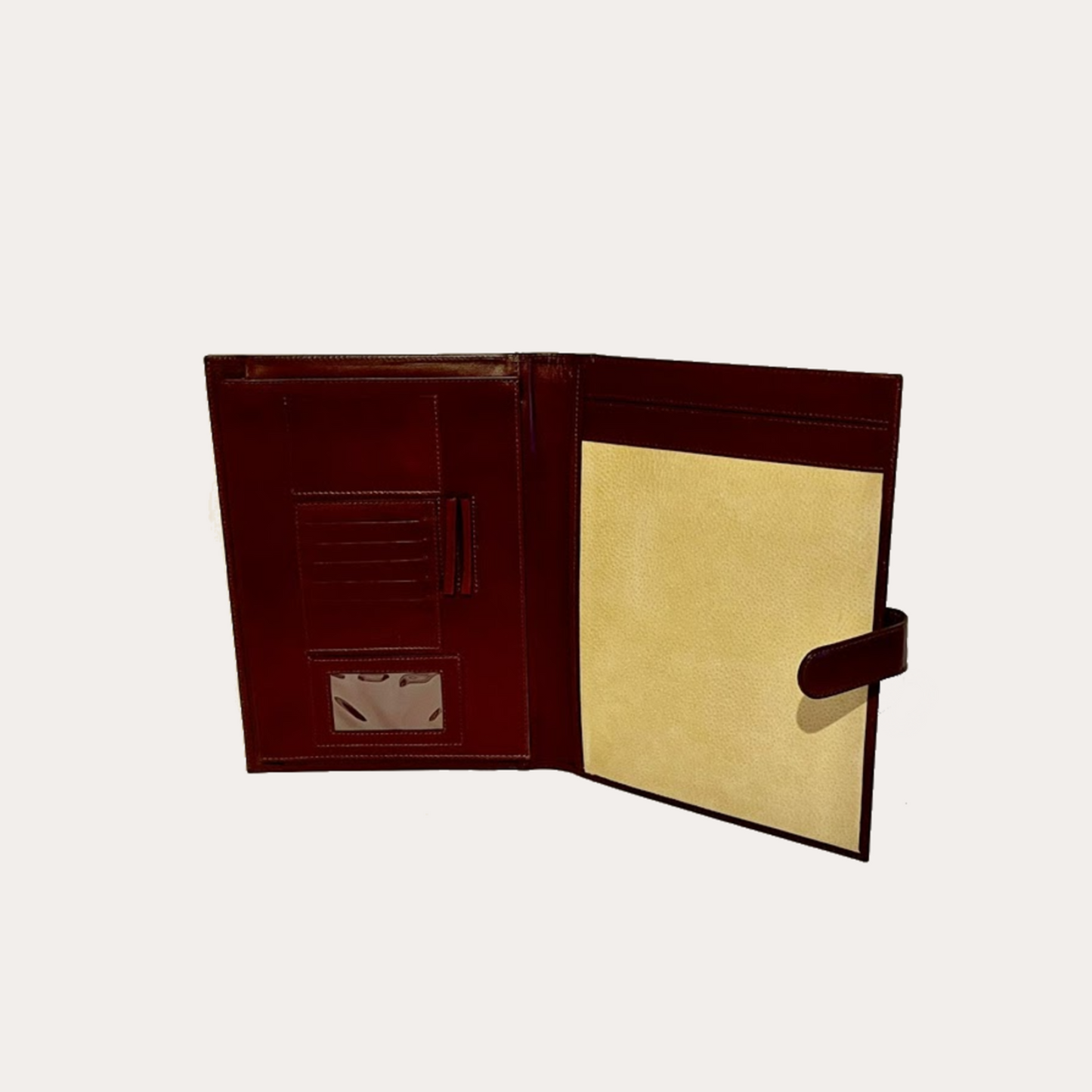 Maroon Leather A4 Folio with Tab Closure