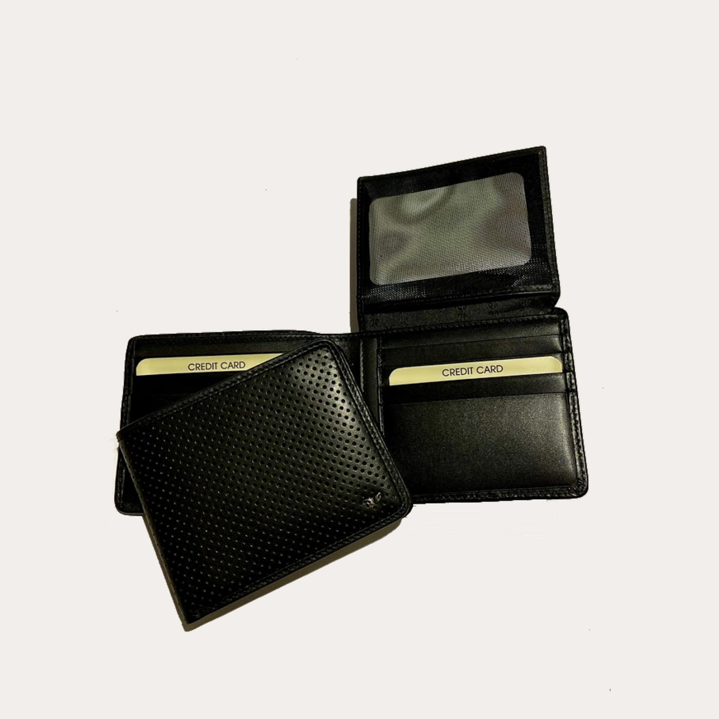 Embossed Black Leather Wallet-9 Credit Card Sections