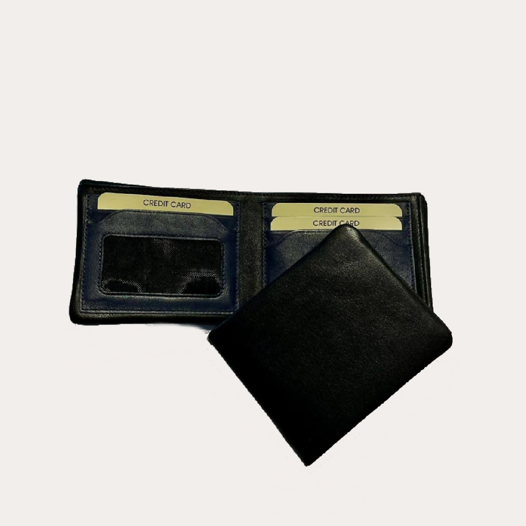 Black/Navy Leather Wallet-4 Credit Card Sections