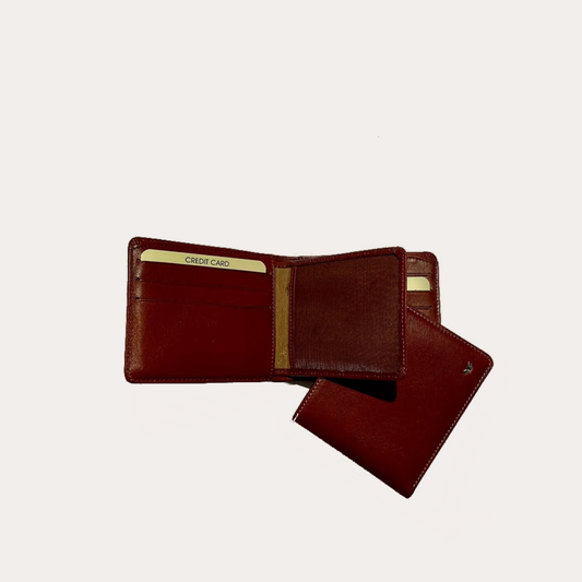 Tan Leather Wallet-9 Credit Card Sections