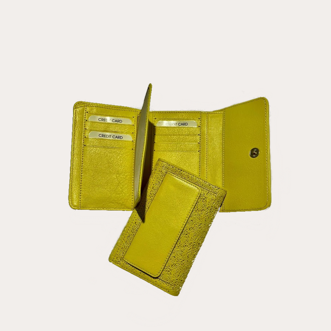 Embossed Yellow Leather Purse