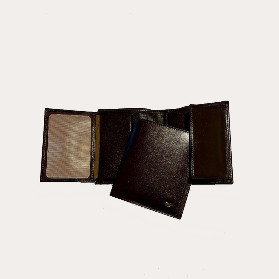 Brown Leather Wallet-6 Credit Card/Coin Section