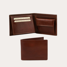 Load image into Gallery viewer, Tuscany Leather Brown 2 Fold Leather Wallet with Coin Pocket
