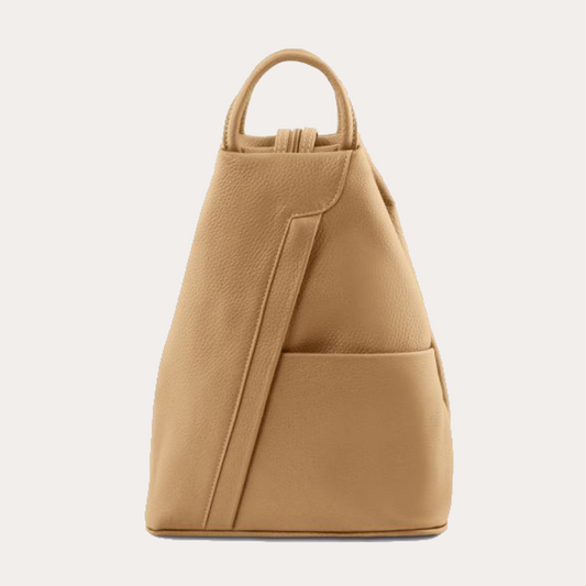 Tuscany Leather Champagne Hammered Leather Backpack