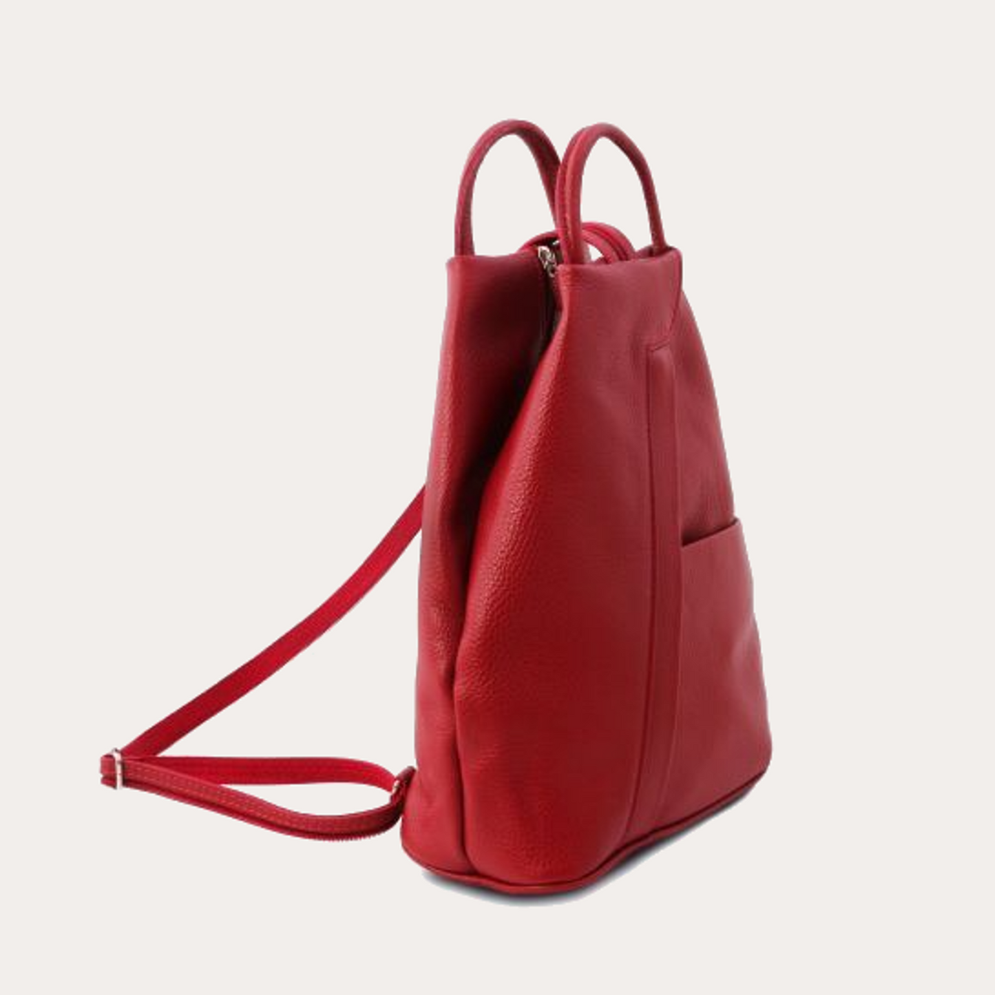Tuscany Leather Lipstick Red Hammered Leather Backpack
