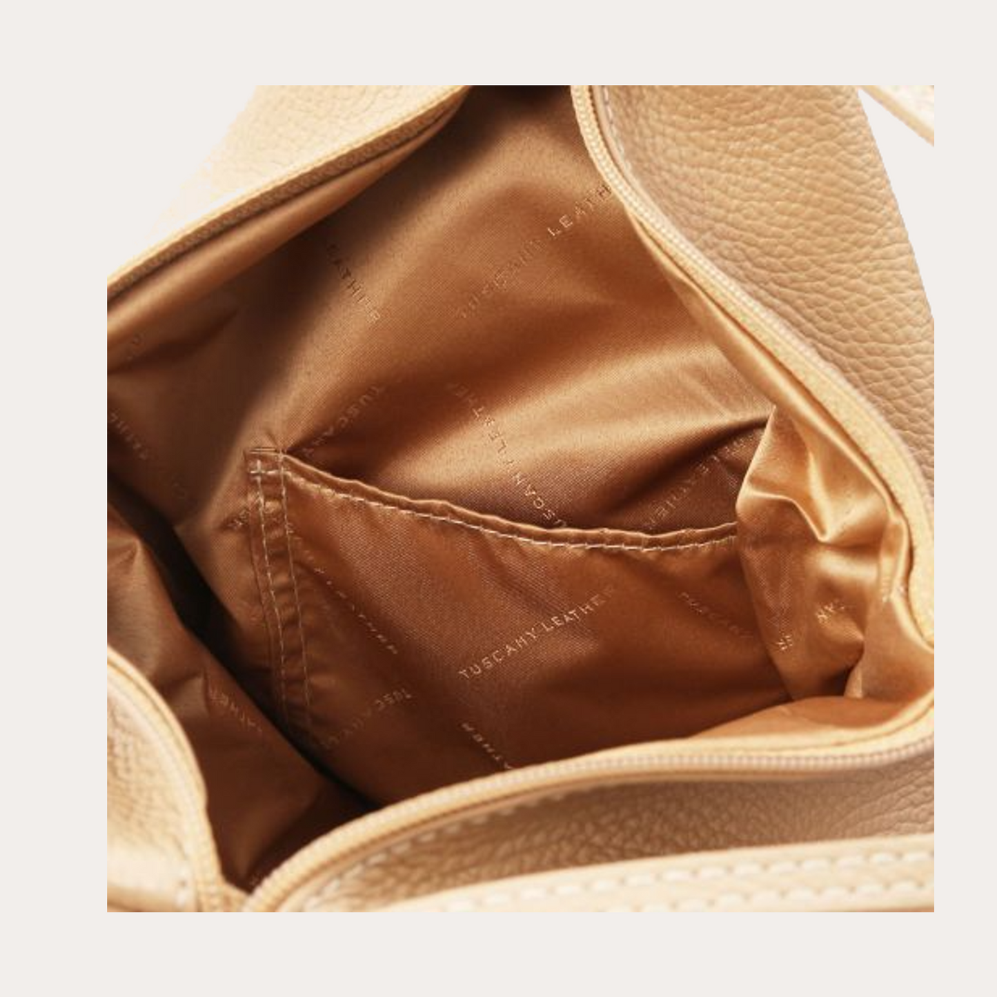 Tuscany Leather Champagne Hammered Leather Backpack